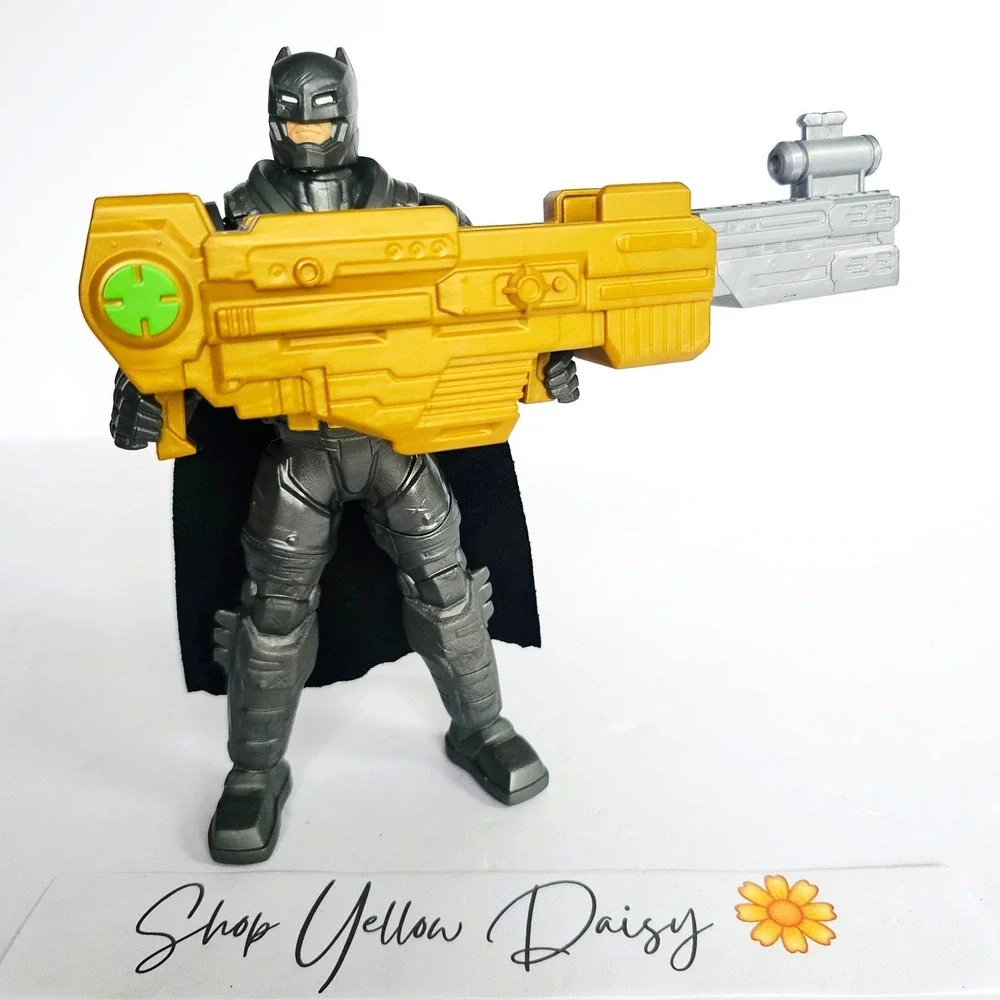 DC Comics Armored Batman Action Figure with Large Blaster Gun Gold Toy